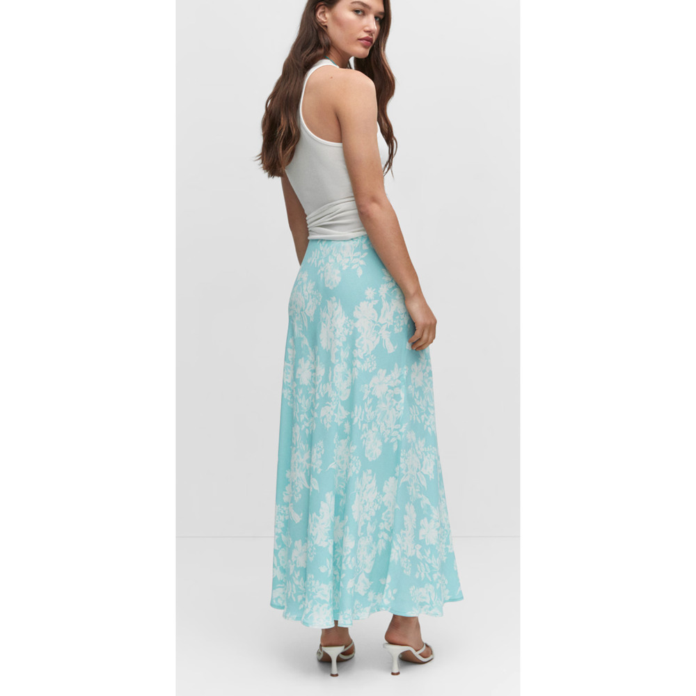 Mango Blue White Floral Maxi Skirt NWT Size Small-Medium